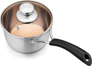 Herogo 2Qt Saucepan with Lid, 18/10 Stainless Steel Nonstick Sauce Pan Pot, 2 Quart Saucepan for Gas Electric Stove Top Camping, Rust Free & Dishwasher Safe