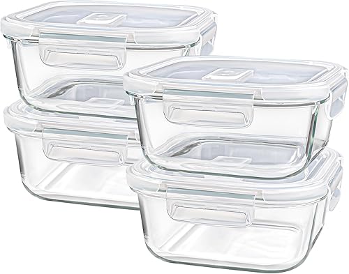 Contenedor/Caja para sándwiches para el almuerzo, 24 oz de vidrio borosilicato apto para congelador, contenedores de vidrio cuadrados de 3 tazas con