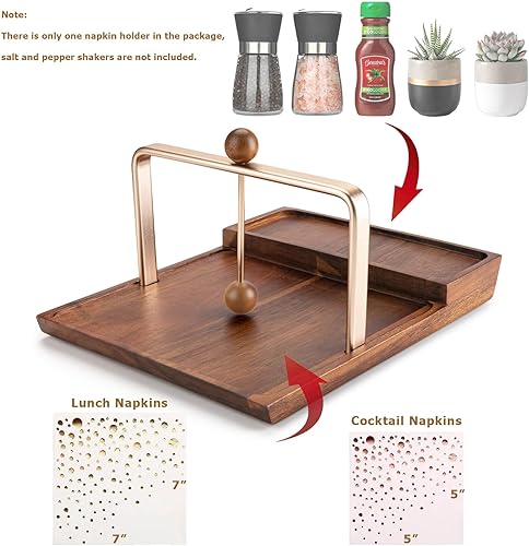 Miniatura 2 de Servilletero de madera con soporte para salero y pimentero, almacenamiento dos en uno para servilletas y botellas de condimentos, soporte de