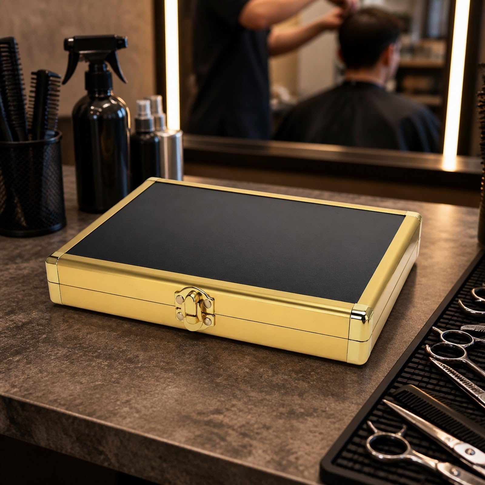 predolo Valigetta Professionale con a Scatto Portatile Borsa da Parrucchiere Leggera Custodia per Parrucchieri Professionisti, Scrivania di Lavoro