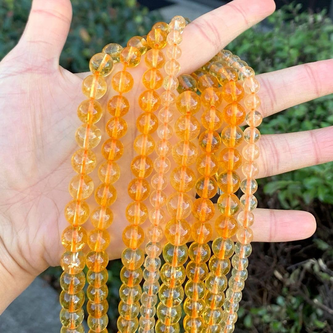 70pcs Adabele Natural Citrine Yellow Crystal Healing Gemstone 10mm Round Loose Beads Gem Stone Spacer for DIY Craft Jewelry Making GH2-10