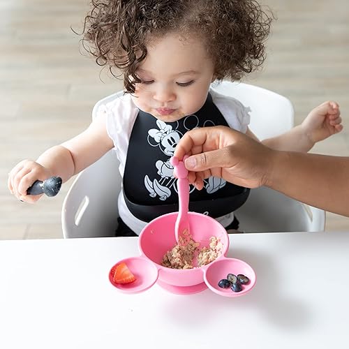 Miniatura 3 de Bumkins Utensilios para bebés, juego de utensilios, cucharas de silicona para beber, autoalimentación, destete LED para bebés, cucharas de