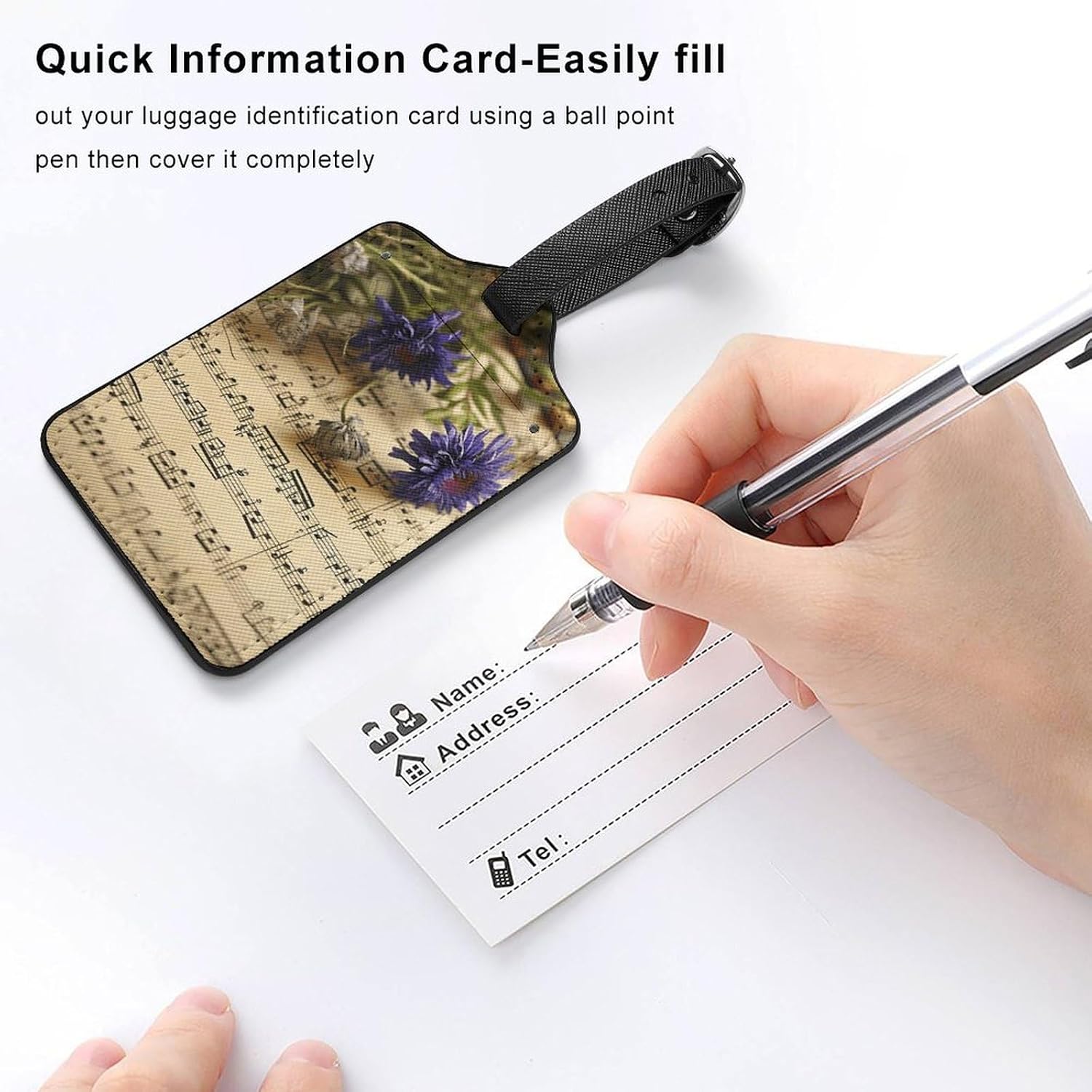 Music Sheet PU Leather Luggage Tags, Name Tags for Travel image 5