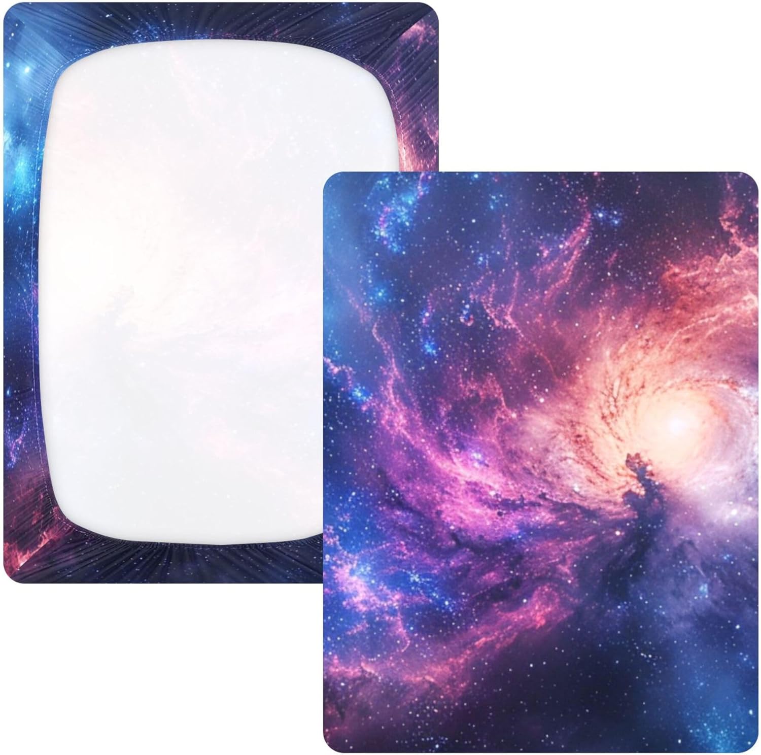 Galaxy Colorful Crib Sheets Soft Breathable Fitted Cotton Baby Crib Sheets Mattress Cover for Girl Boy, 52" x 28" x 9"