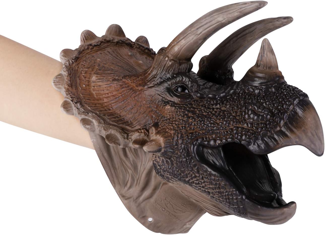 Dinosaur Hand Puppets Adults Rubber Dinosaur Head Puppet 3D Realistic T-Rex Triceratops Dilophosaurus Hand Puppets Soft Animal Head Puppet for Role Play Prank Halloween Party Decor Supplies