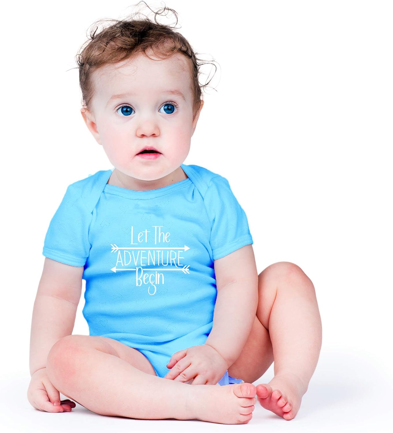 AW Fashions Let The Adventure Begin Baby Bodysuit Newborn Girl Coming Home Outfit Adorable Boy Apparel 6 Months Light Blue image 2 of 4 B07RJZGDDB