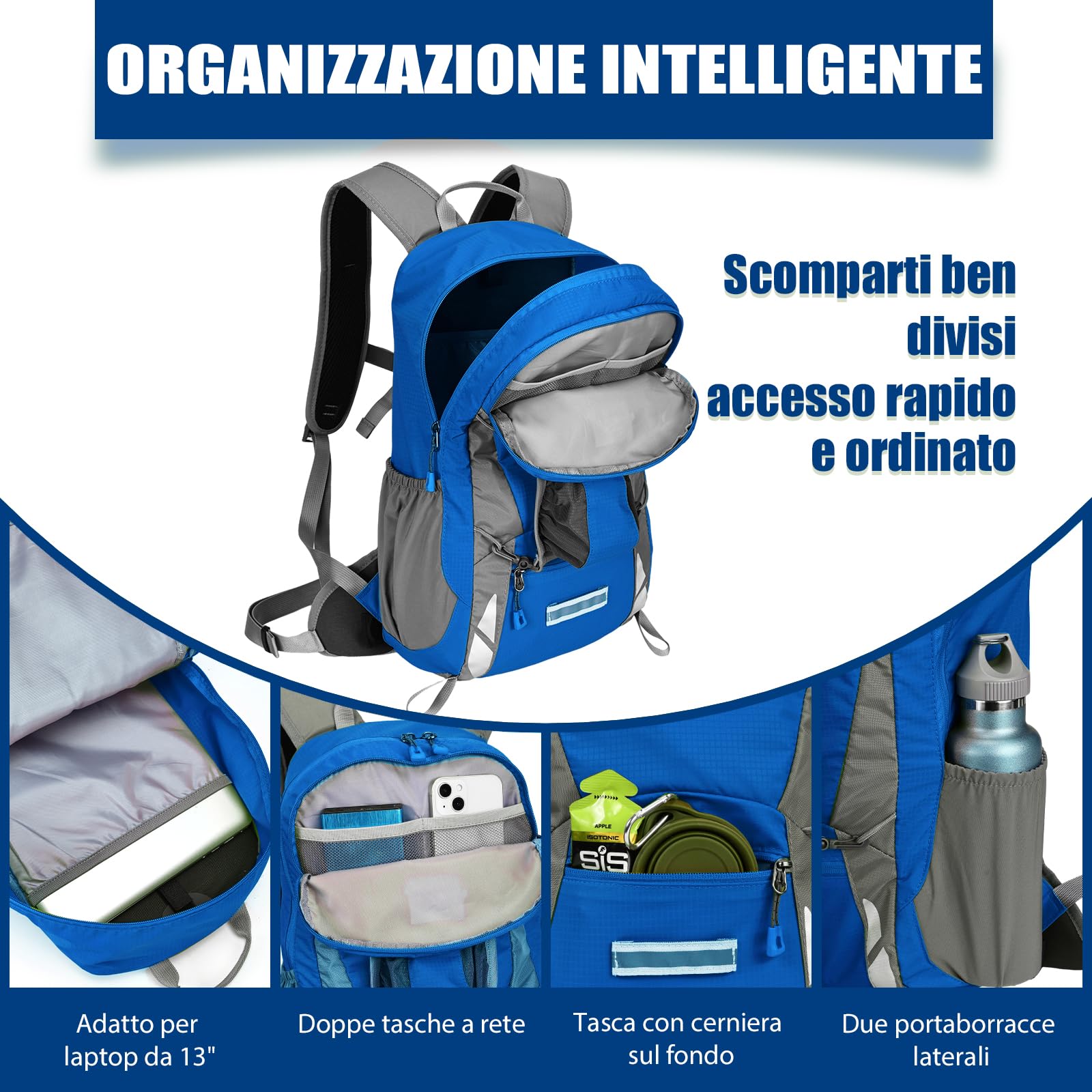 LOCAL LION Zaino Ciclismo con Sistema Schienale, Zaino per Bici con Copertina Antipioggia, Zaino MTB Impermeabile per Uomo Donna, Zaino Sportivo da Campeggio
