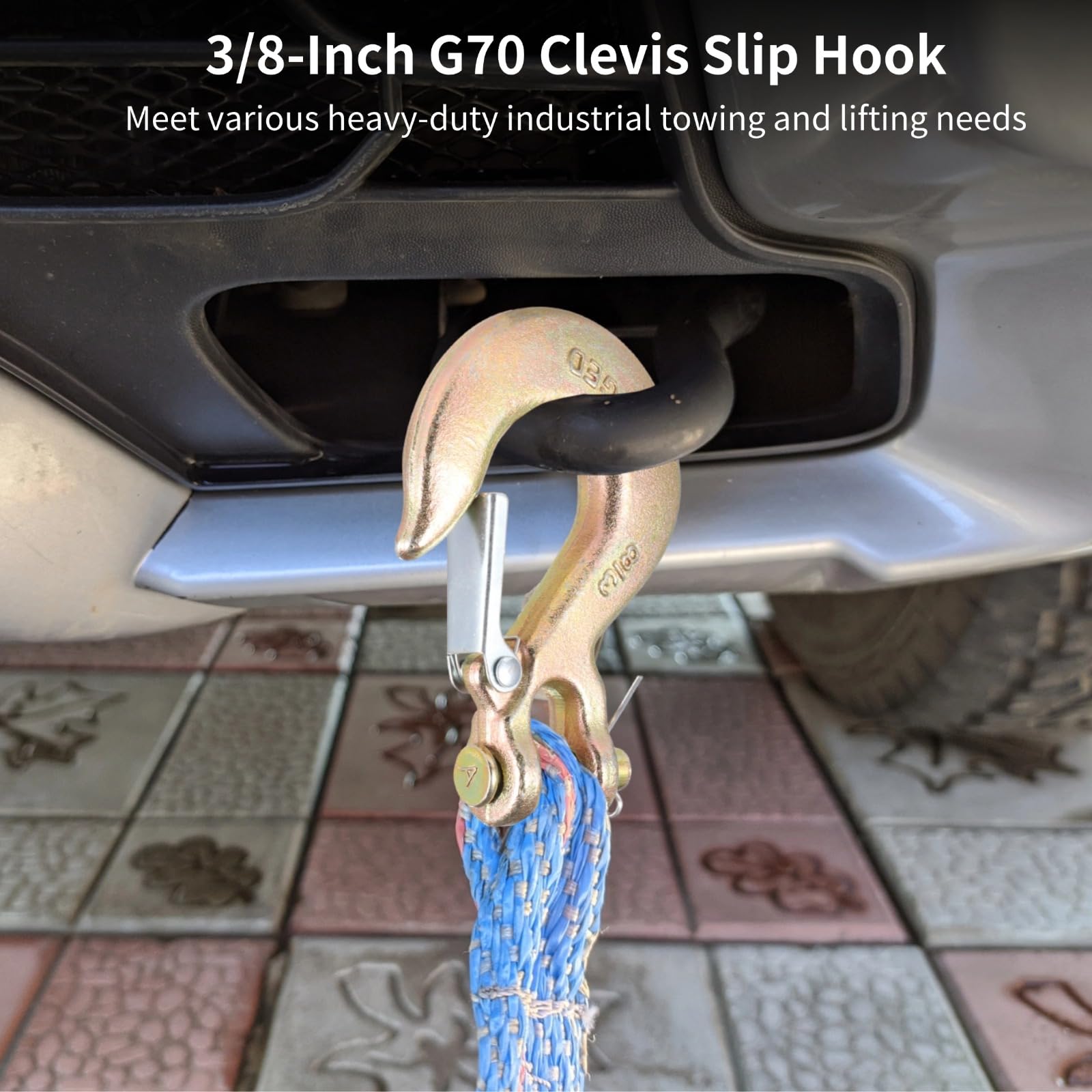 4 Stk. Clevis Slip Hooks, 3/8 Zoll Clevis Slip Hook mit Sicherheitsverschluss, Grade 70 Stahlhaken, geschmiedeter G70 Kettenhaken für Trailer, 18.000 lbs, Seilwinden, Zug- und Hebearbeiten