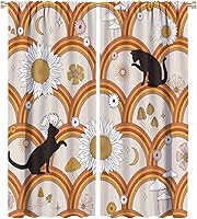 Vista 32 de JESTRONRY Cortinas de gato negro de mediados de siglo, color rosa, atómico, abstracto, vintage, bohemio, geométrico, estilo de los años 50, 60