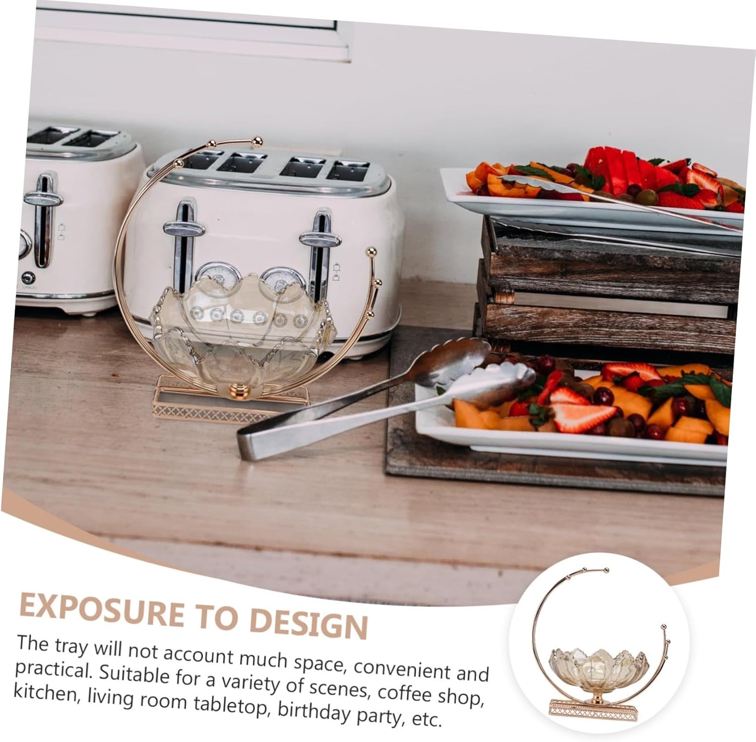 Cabilock Nordic Style Simple Fruit Tray Decorative Glass Fruit Bowl for Home Kitchen Modern Creative Snack Display Stand Light Brown for Living Room and Dining Decor