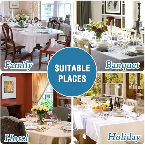 Miniatura 6 de Mantel de lino texturizado premium sólido a prueba de derrames, resistente al agua, cubierta de mesa para cenar buffet, tela extra suave y gruesa