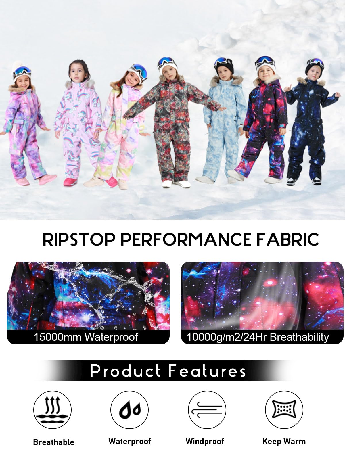 Bambini Ragazze Ragazzi Impermeabile Colorato Un Pezzo Tute Da Neve Tute Da Sci Giacche Inverno Tute