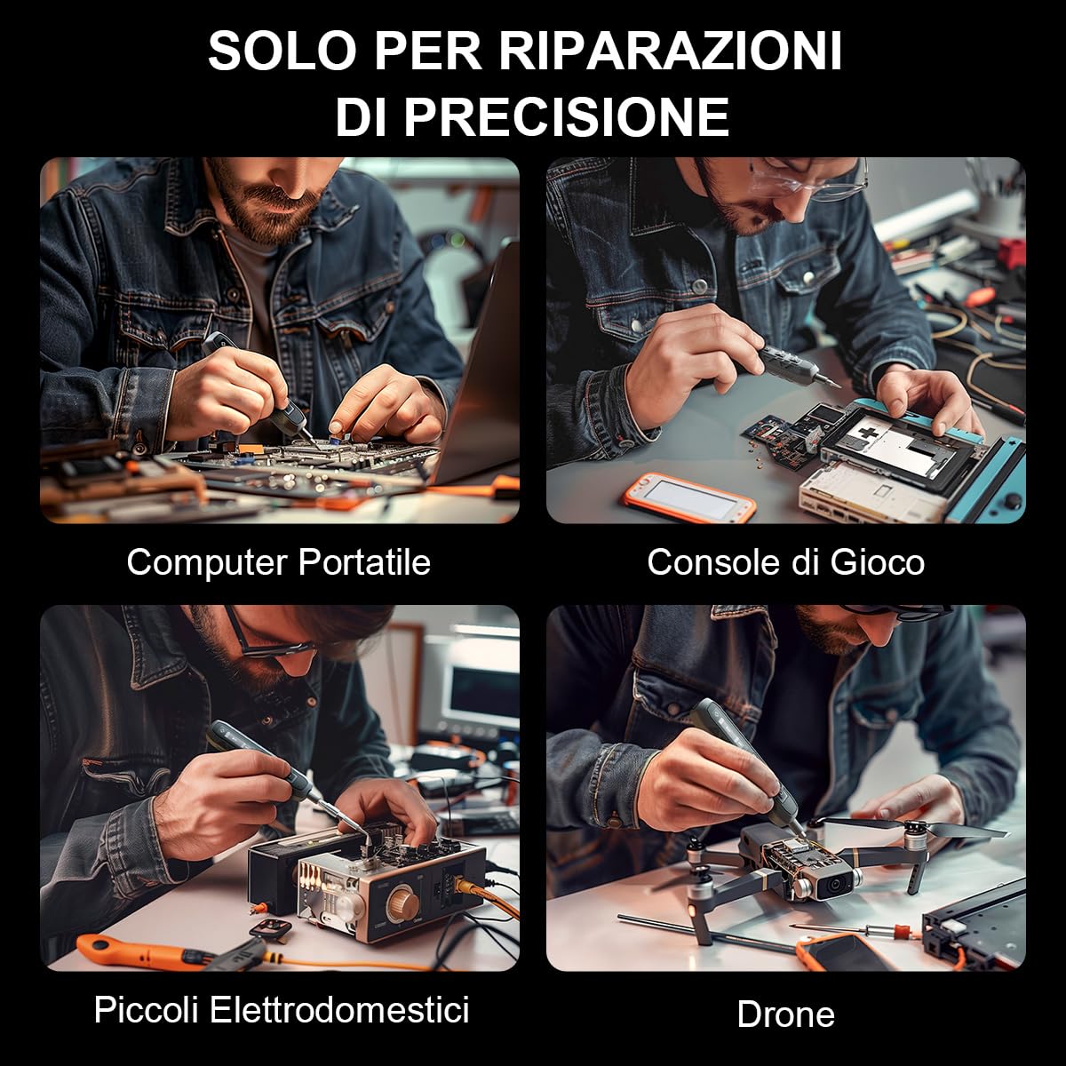 EZARC Set Mini Cacciavite Elettrico di Precisione 181 in 1 con 162 Punte Magnetiche, Piccolo Cacciavite Elettrico Ricaricabile Senza Fili per Telefono, Orologio, Laptop