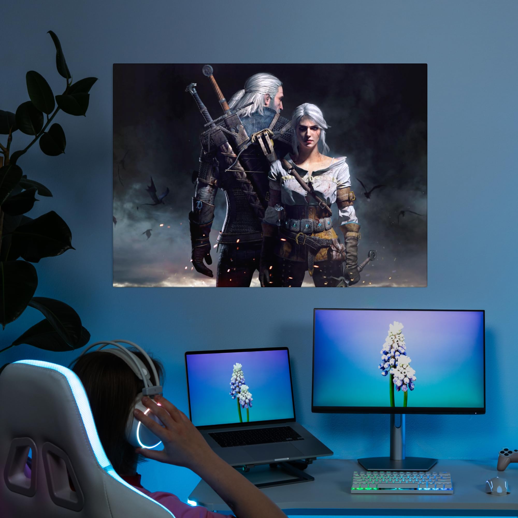 Displate Poster In Metallo - Decorazioni da Parete Decorazione Murale - Witcher 3 - Ciri and Geralt - 67,5 x 48 cm Matt