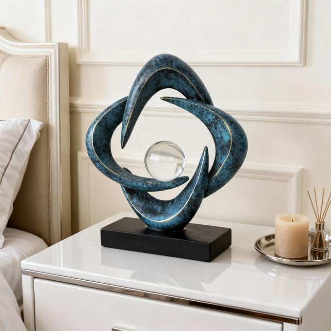 Escultura de Arte Abstracto, Estatua Decorativa de Resina Dorada, Ornamentos Modernos Blancos para Sala, Decoración Moderna para Mesa de Café/Entrada/Oficina miniatura 7