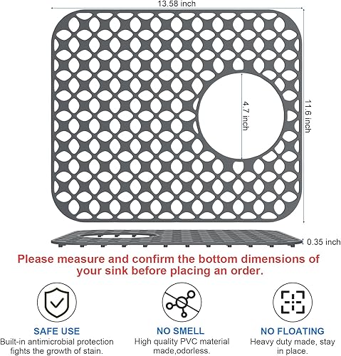 Miniatura 8 de TOOVEM - 2 alfombrillas protectoras de silicona antideslizantes resistentes al calor para la parte inferior del fregadero de porcelana de acero