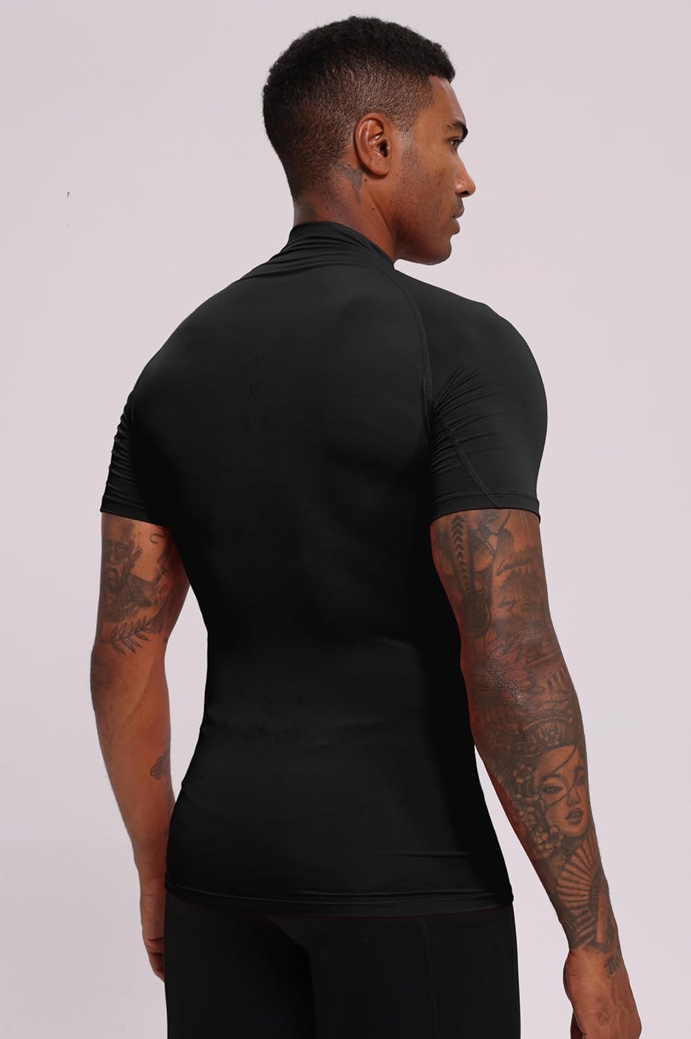 Compression Shirt Men Mock Turtleneck Short Sleeve Athletic Workout T Shirts Quick Dry Sports Undershirt Base Layer Tee Tops - Image 7