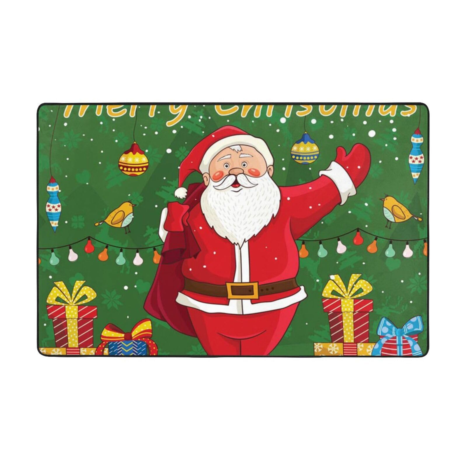 Tapis Noël 150x100 cm flanelle antidérapant pour déco salon et chambre festive