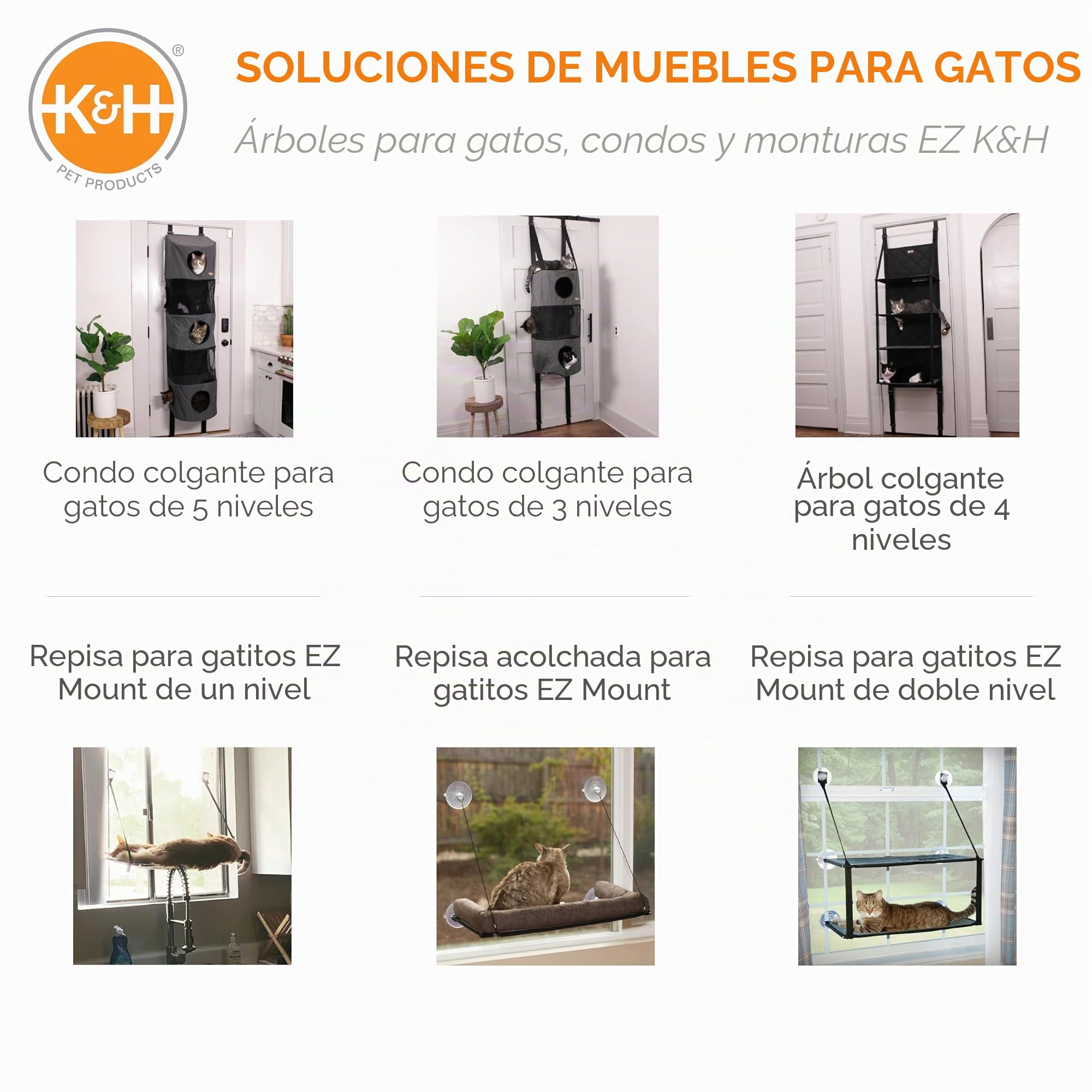 K&H Mascotas| Soporte EZ para Ventanas | Cama para Gatos de Dos Alturas Que se acopla en el umbral de la Ventana