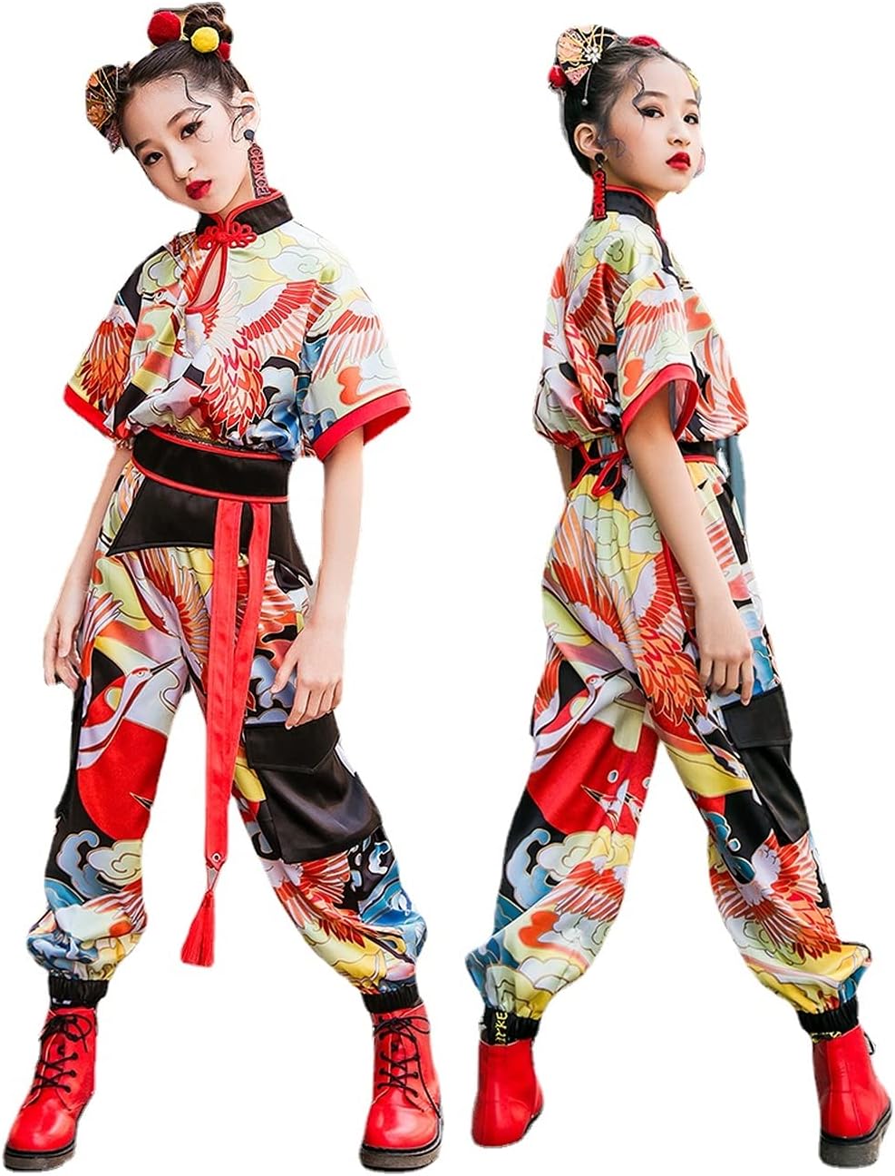 キッズダンス衣装 ヒップホップ キッズ ダンス衣装 セットアップ タンクトップ ジャケット チェック柄 スカート ガールズ チアガール 子供服 練習着 公式ストア