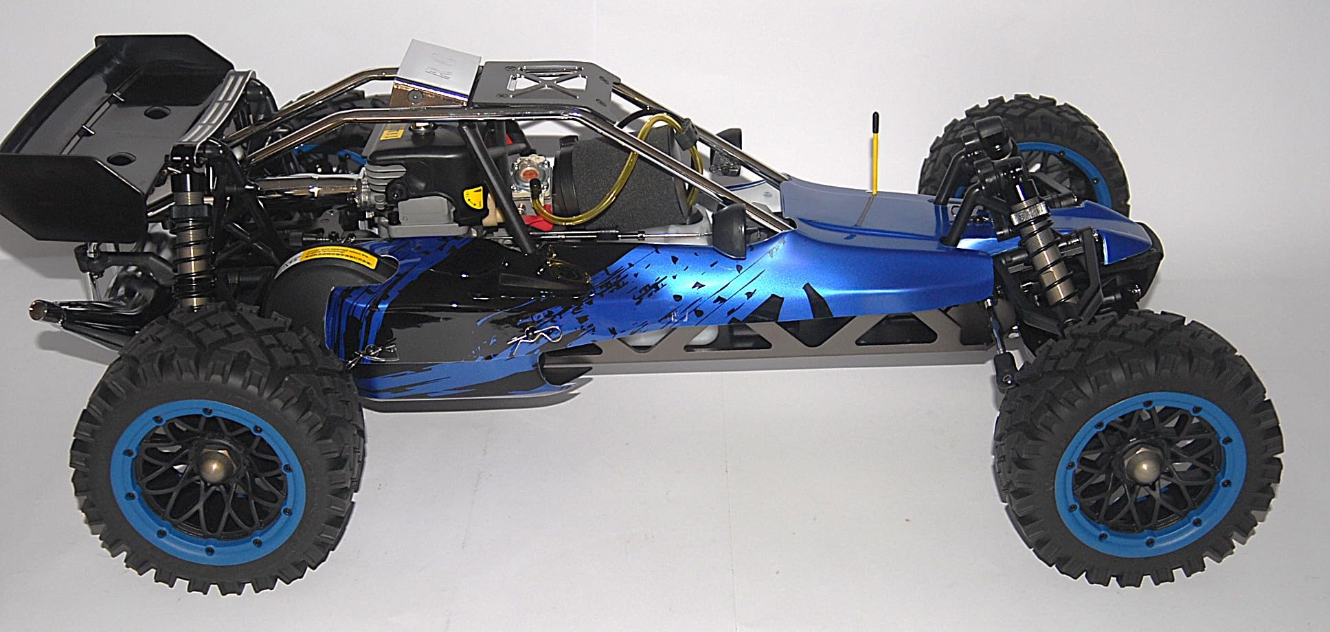 Auto RC 1/5 Baha Baja 36cc 2WD Off Road Blu – Auto RC a Benzina Versione Speciale AS Hobby con Cerchioni Scomponibili 20 Raggi e Gomme All Terrain Incollate – 2.4 GHz