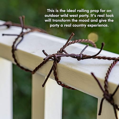 Miniatura 2 de Skeleteen Guirnalda de alambre de púas, alambre de púas oxidado, temática occidental, decoración de fiesta en interiores y exteriores