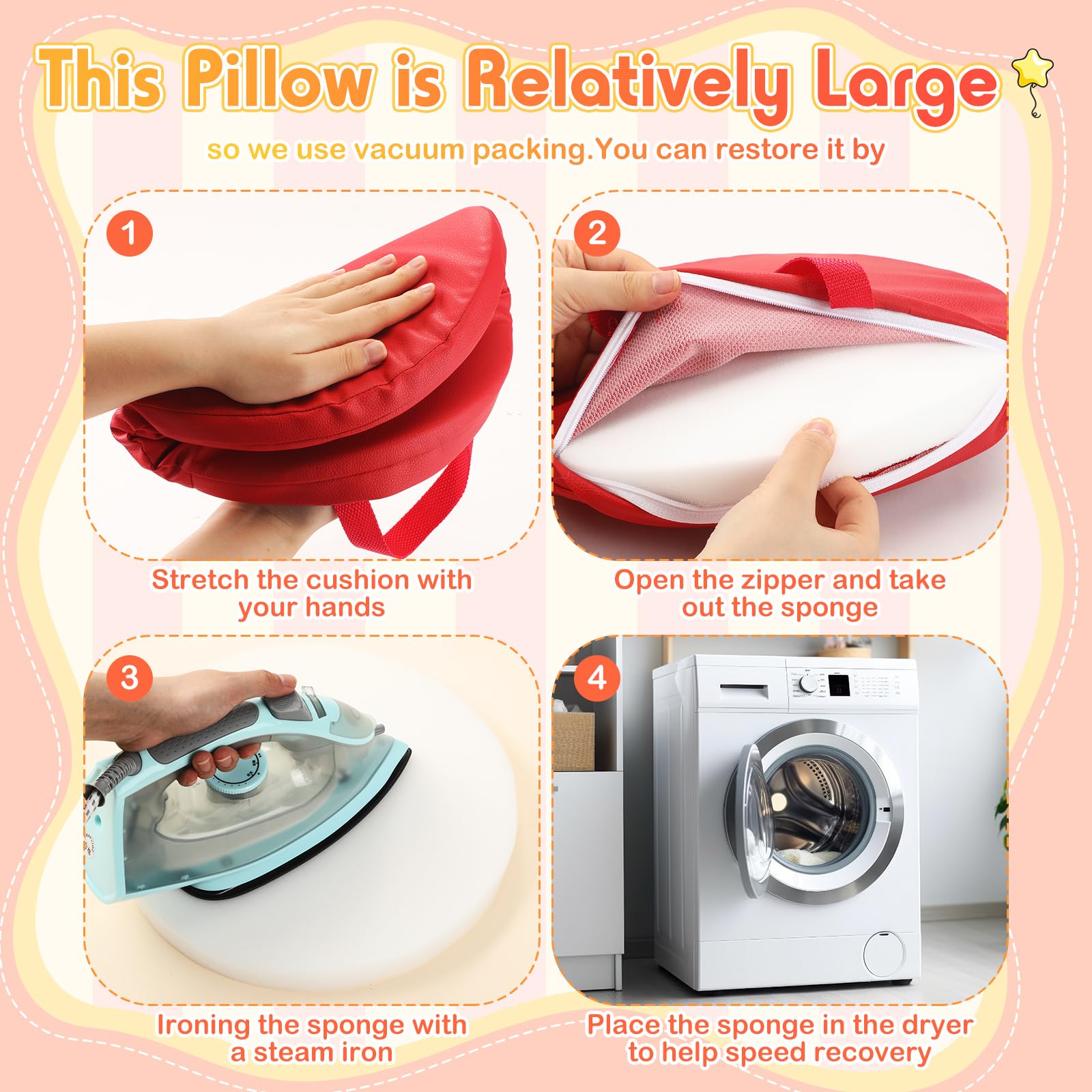 Cojines de Suelo de 30 x 30 cm para aulas. Asientos de Suelo Flexibles con Asas. Cojines de moqueta para aulas para niños pequeños, guarderías y Muebles de Preescolar.(Red)