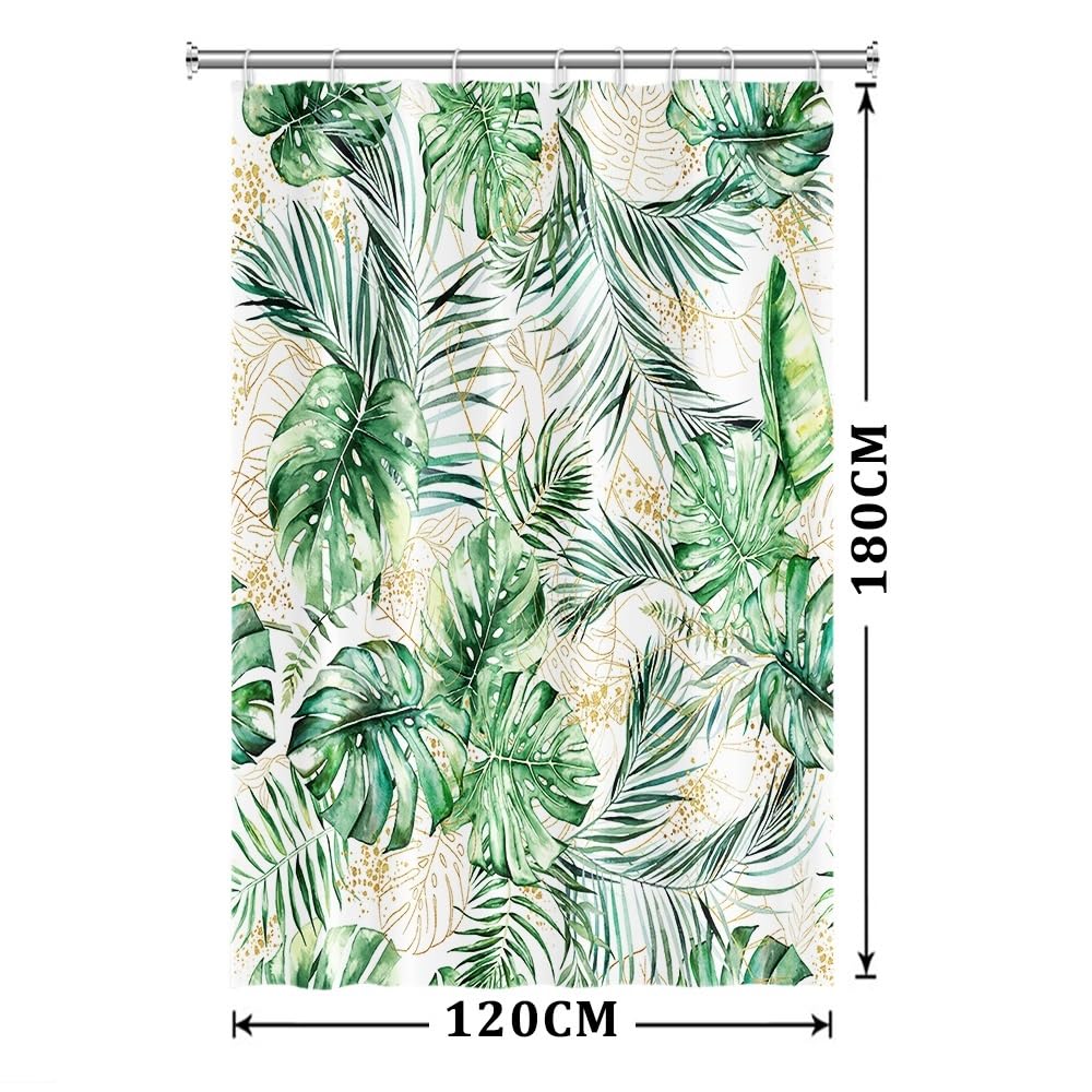 Uiiooazy Cortina de Ducha de Hoja Eucalipto, Cortinas de Ducha Verde Oro Abstracto Planta Cortinas de Baño Antimoho Impermeable Lavable Tejido de Poliéster Cortina Ducha con Ganchos 90x180cm — view 236