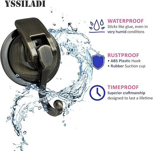 Miniatura 5 de YSSILADI Ganchos de ventosa resistentes al vacío, ganchos de ducha con ventosa de vidrio, ganchos para bata de baño, reutilizables, sin