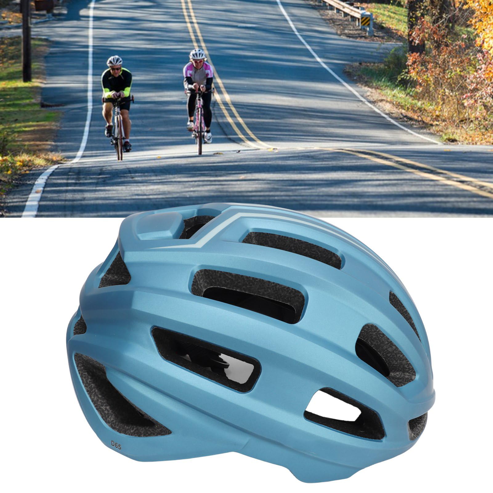 Caschetto da Bicicletta Leggero per Uomini e Donne, 61-65 Cm / 24-25.6 Pollici Regolabile, Casco da Mountain Bike Traspirante con Corpo in Schiuma EPS e Guscio in PC (Blu Navy)