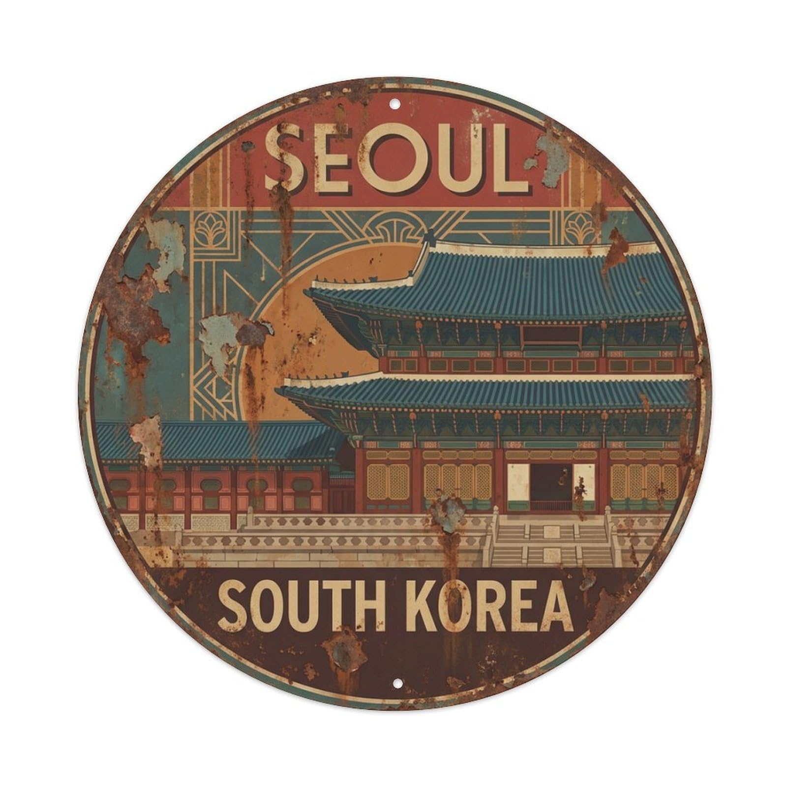 Vintage Travel Seoul Korea Heritage Metal Tin Sign