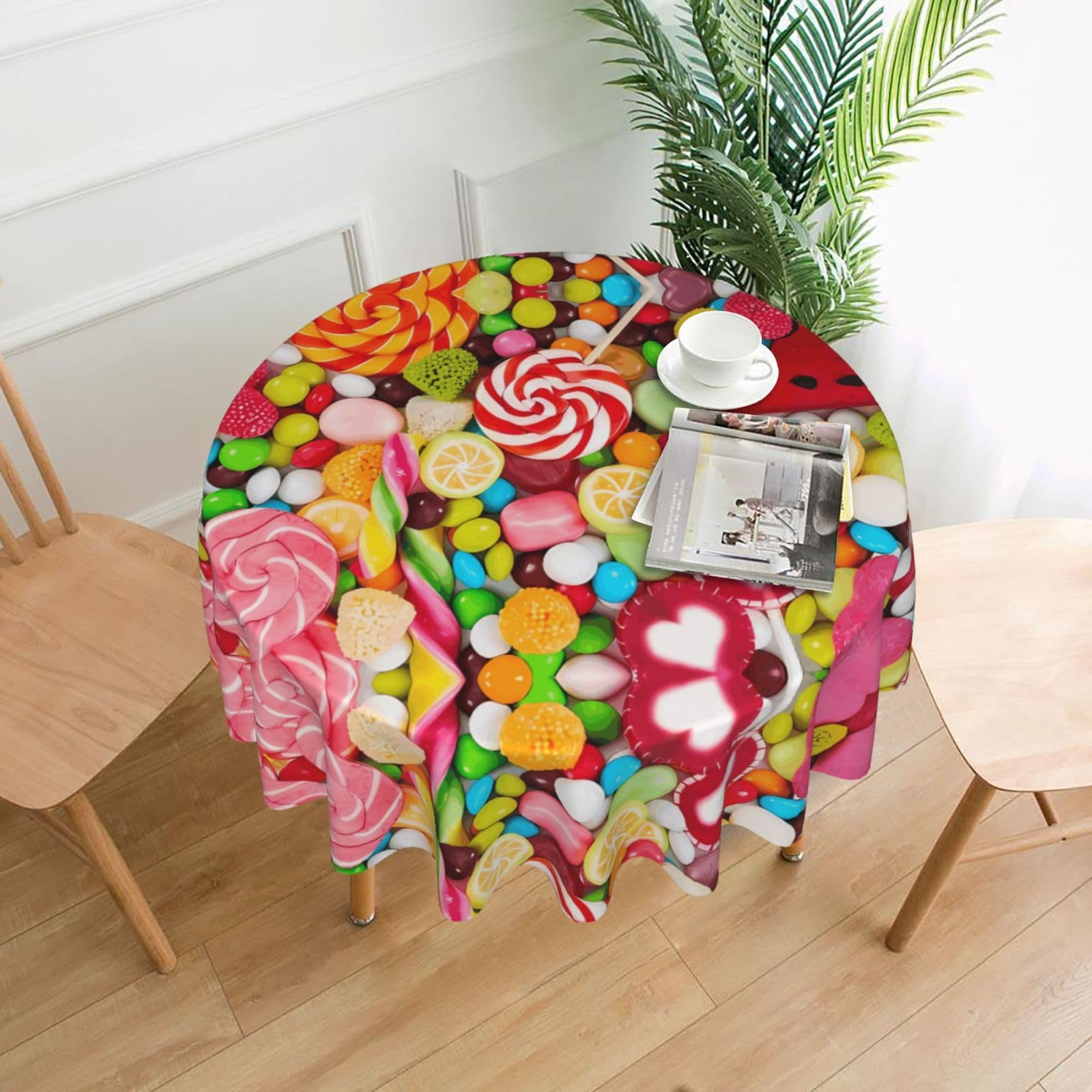 YYHWHJDE Lollipops Pattern Prints Round Decorative Tablecloth 60in – Elevate Your Dining Space with this Elegant Throw for Everyday Charm & Special Occasions
