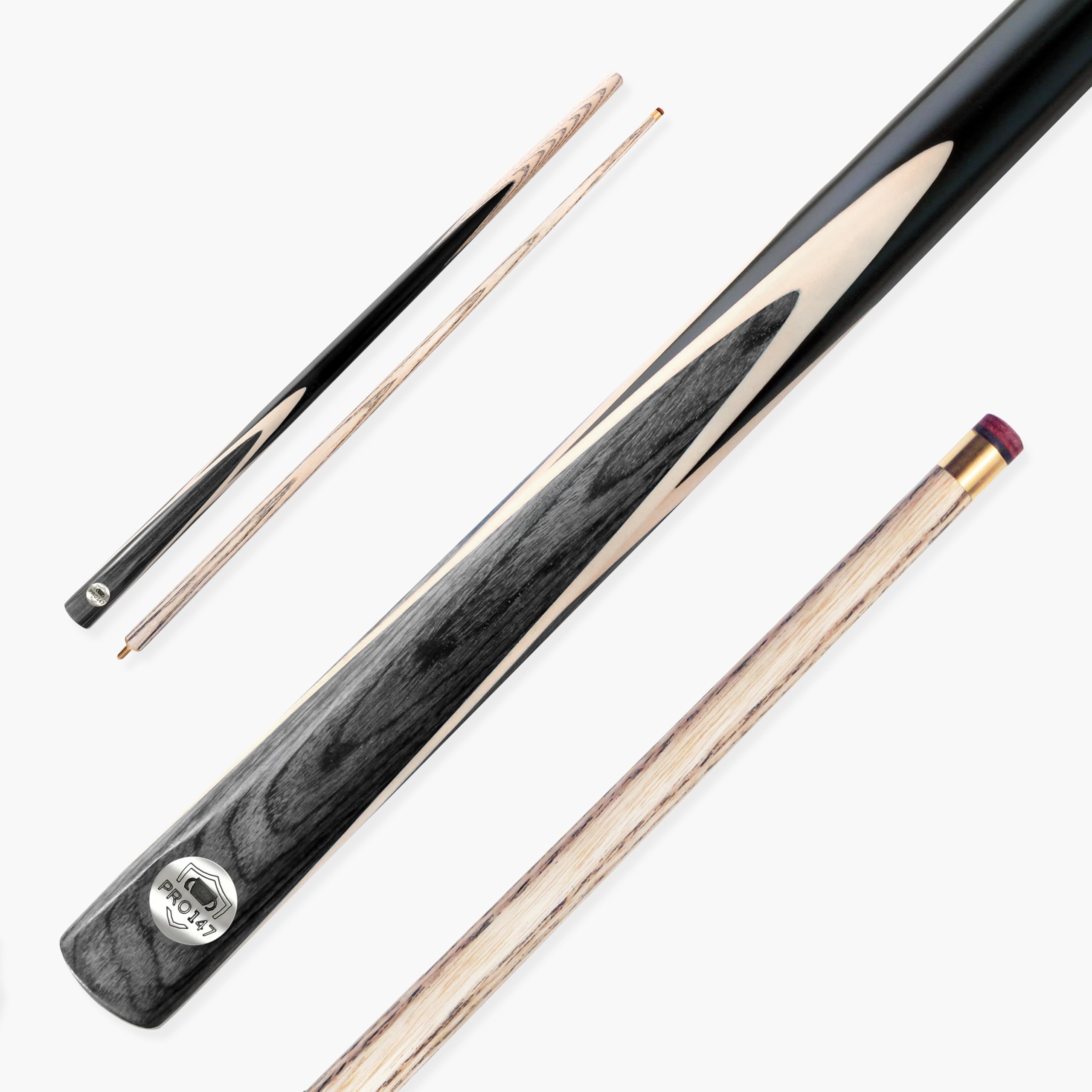 PRO147 WINDSOR 57 Inch 2 Piece Centre Joint Ash Snooker Pool Cue with 9.5mm Tip (Grey)