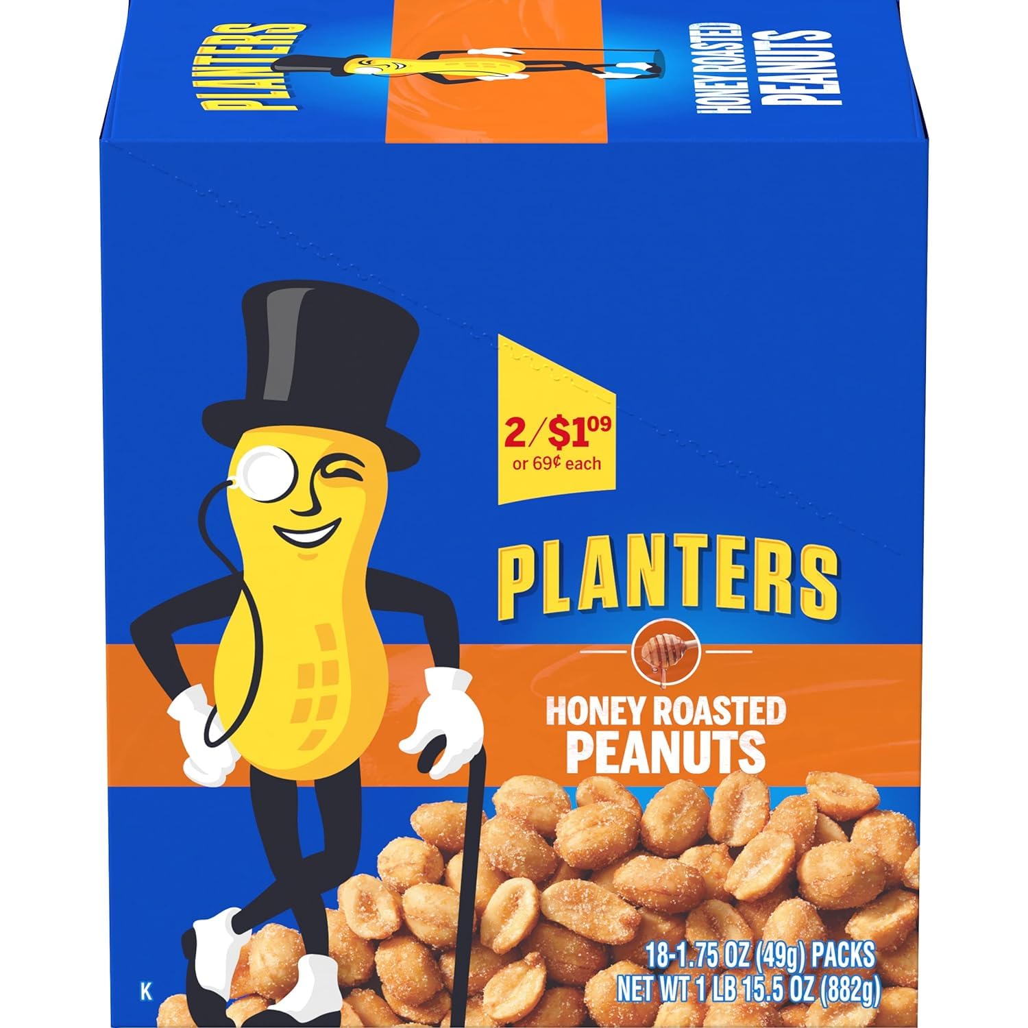 Planters Honey Roasted Peanuts, 1.75 oz Tubes (Pack - 36)