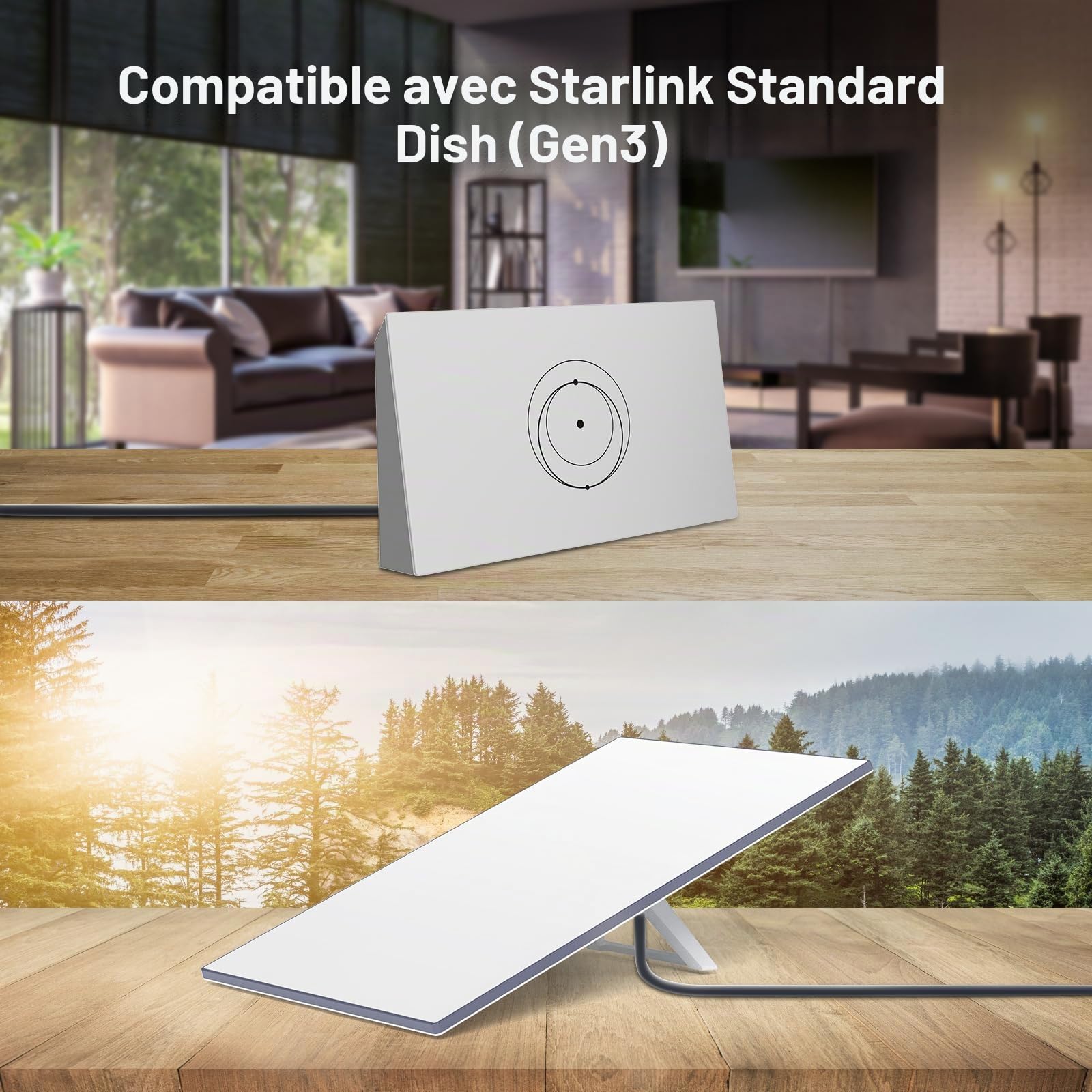 Câble Ethernet Starlink Mini, câble Starlink Cat 6 de remplacement, câble réseau pour Starlink Gen 3/Mini, rallonge de câble Starlink étanche pour Starlink Standard 4/ 4X/ V4, gris (23 M)