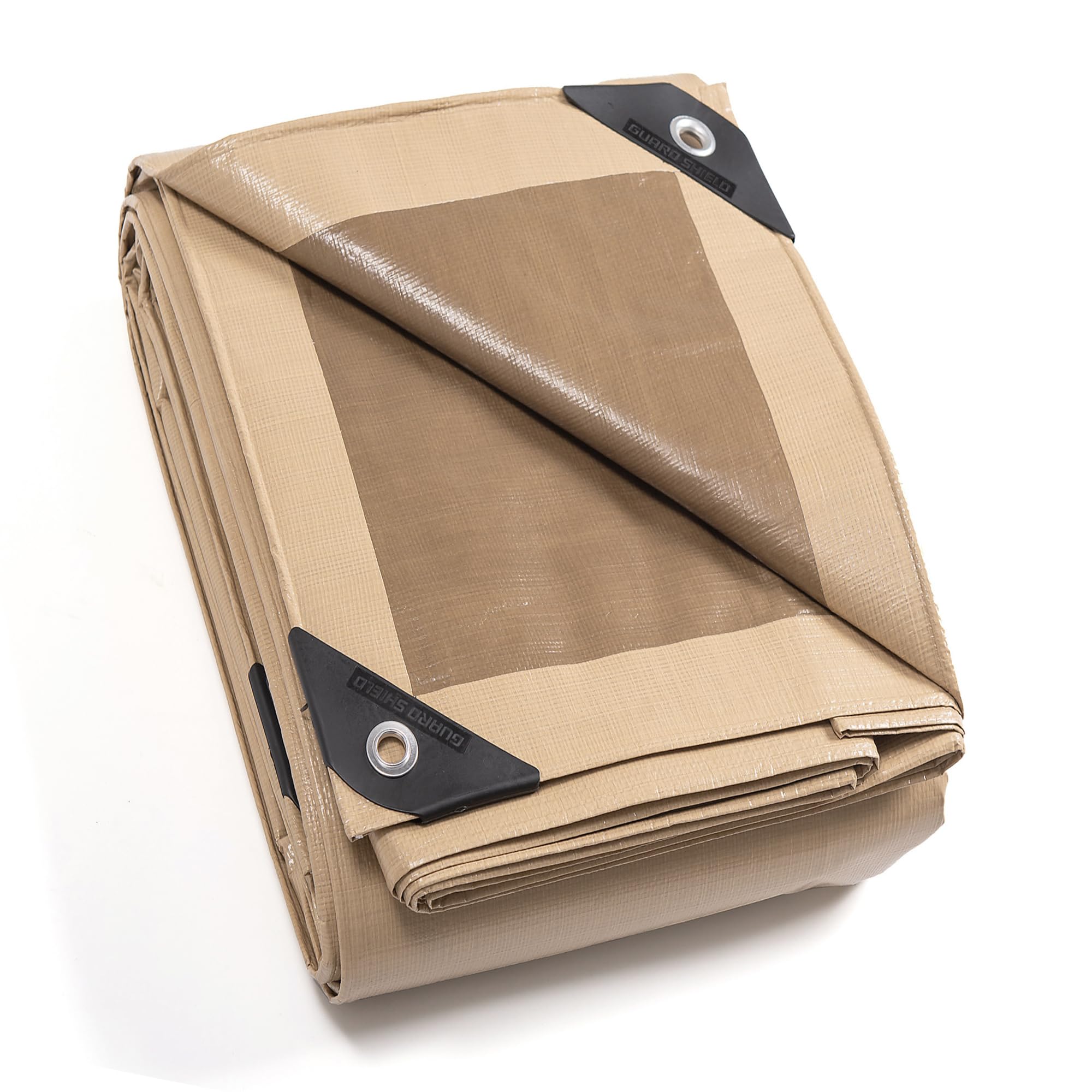 GUARD SHIELD Telone di copertura in tessuto con occhielli, 2 x 2 m, 160 g/㎡, beige/cachi, multiuso, impermeabile, antistrappo, stabilizzato ai raggi UV, resistente alla muffa