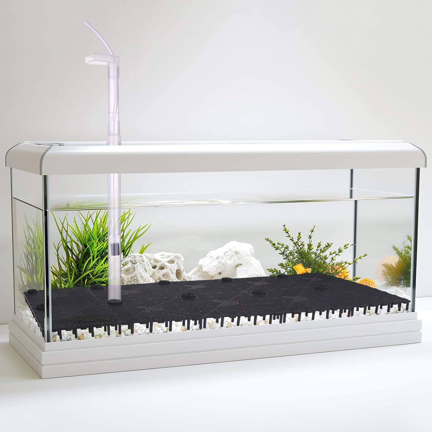 24pcs Undergravel Filter Aquarium Divider Tank (5.7'' x 5.7'') Under Gravel System for Clean Water with 8 Uplift Tube for Fish Tank Separation Bottom Filtration & DIY Aquascaping