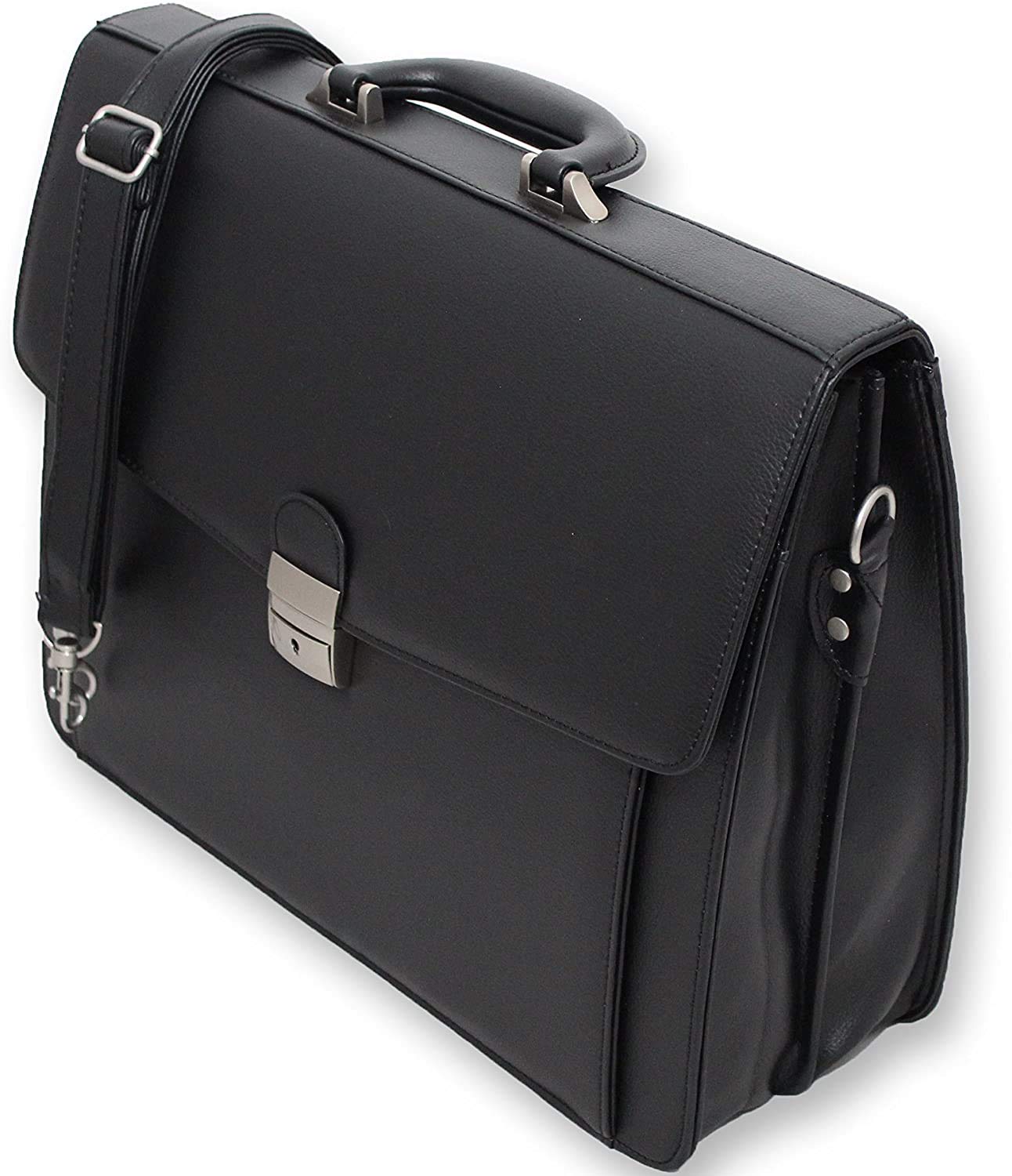 Sac Serviette en Cuir pour Hommes - Sac à Main, Messager, Ordinateur (Noir) ma33