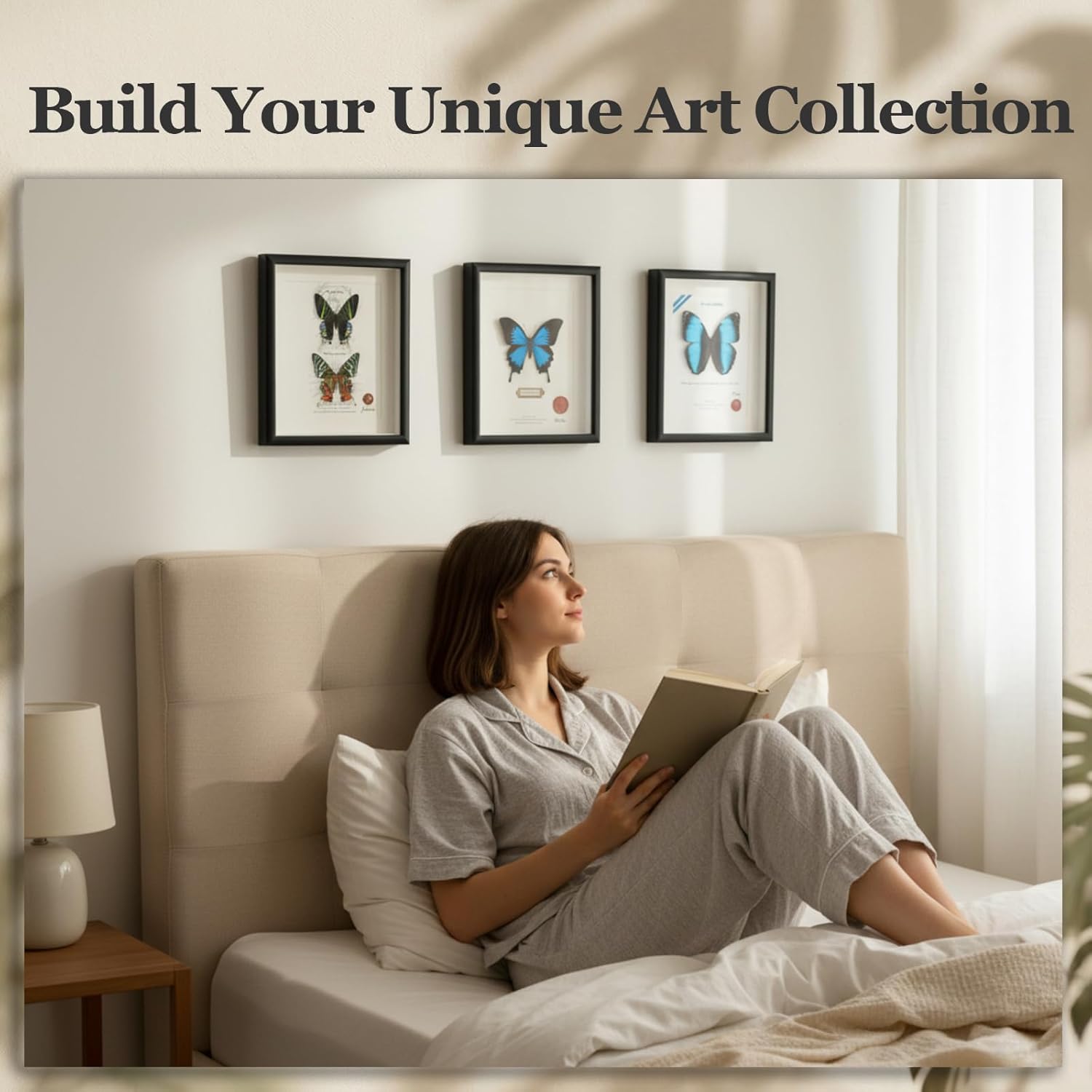ArsVenciik 3-Piece Real Butterfly & Moth Taxidermy Set - Framed Blue Emperor, Banded Morpho & Sunset Urania Duo - 8x10 Black Shadow Box Wall Art & Unique Entomology Decor