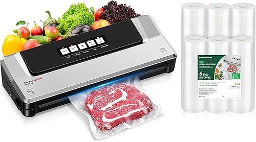 Bonsenkitchen Máquina selladora al vacío con 11 "x 20' 3 rollos +8" x 20' 3 rollos de bolsas de almacenamiento