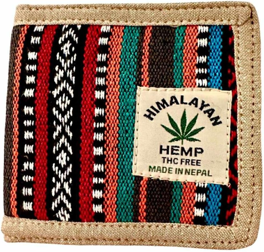 Natural Hemp and Gheri made Bi-Fold slim wallet. Thin and Stylish sweat resistance. Multiple Card slots pockets, Unique Hand Made Craftmanship.