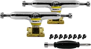 Teak Tuning Prodigy Fingerboard Trucks with Upgraded Lock Nuts, Beamers Colorway - 32mm Wide - Professional Shape, Appearance & Components - Includes Pro Duro 61A Bubble Bushings in Teak Teal