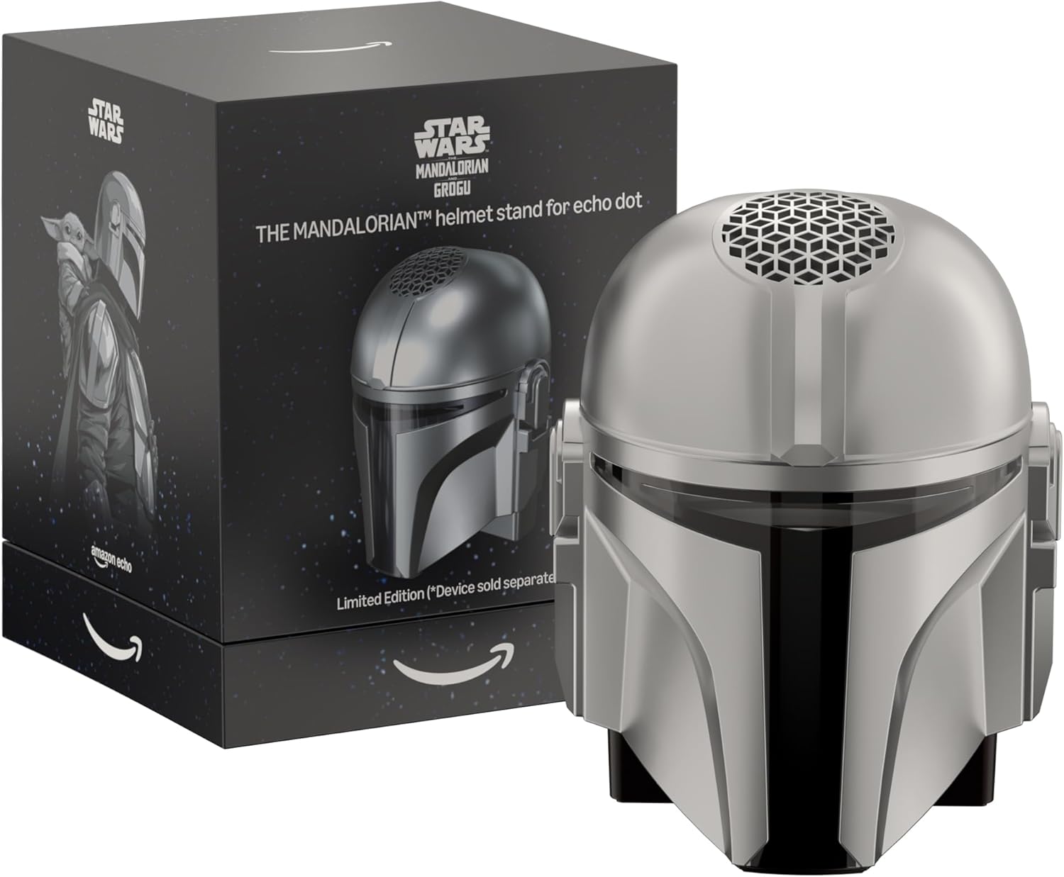 Echo Dot Star Wars Bundle: Includes Echo Dot, Glacier White and The Mandalorian Helmet Stand | Limited Edition
