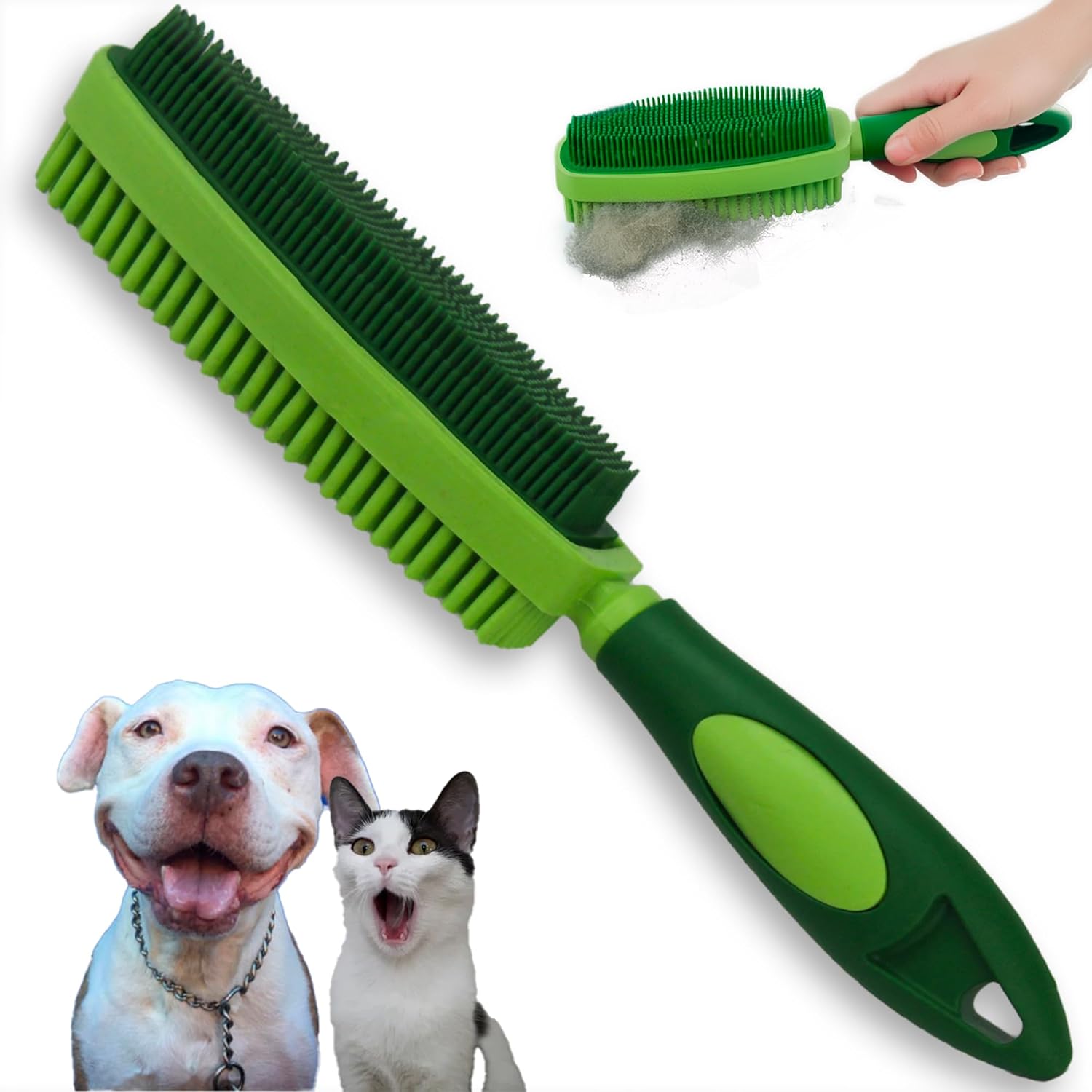 Cepillo de goma para perros y gatos de pelo corto, apto para usar en seco o mojado