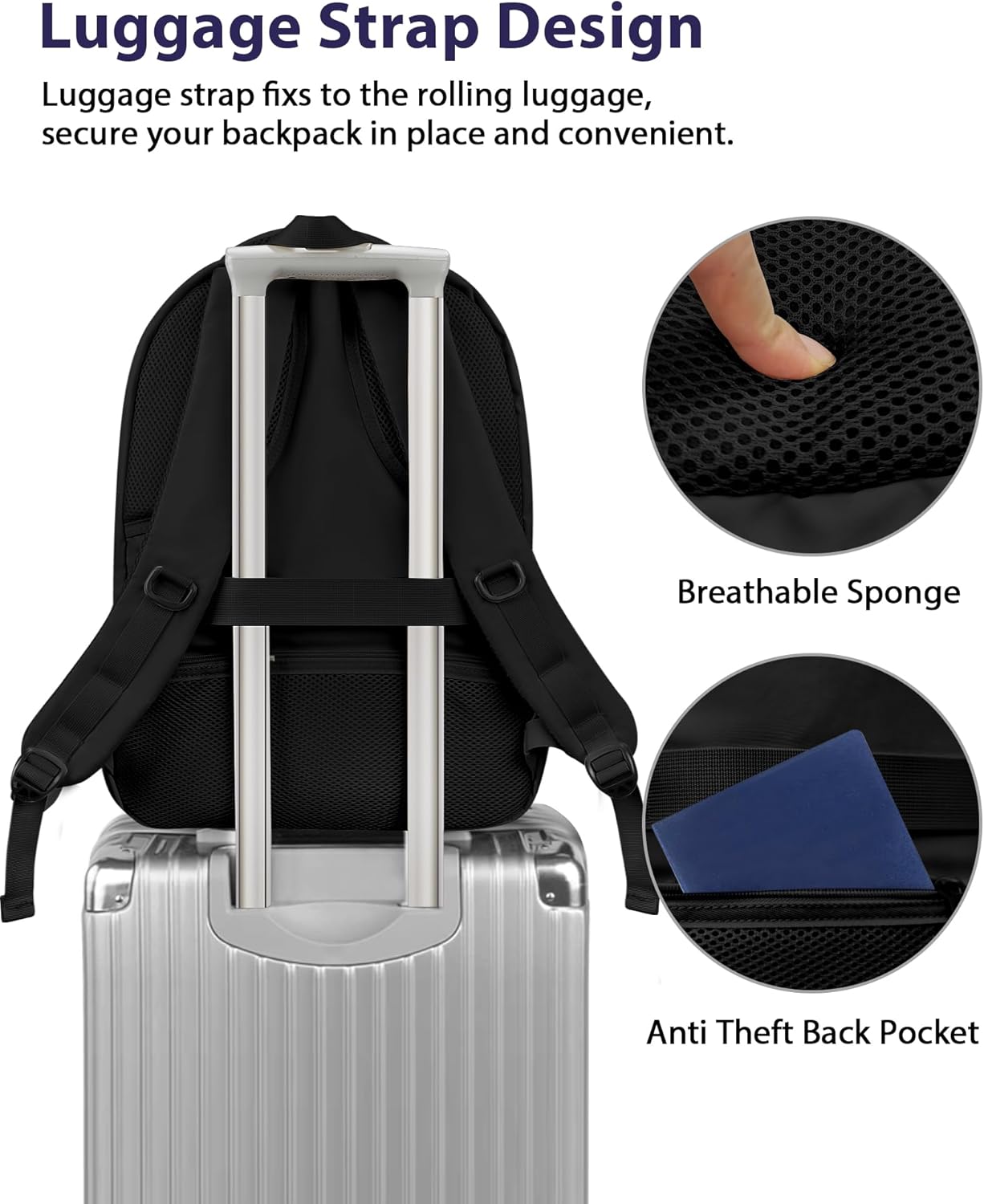 MATEIN 17 Inch Laptop Backpack for Work, Airline Approved Carry On Travel Backpack with Anti Theft Pocket and Luggage Strap, Water Resistant College Computer Daypack Gifts for Men Women, Black Green