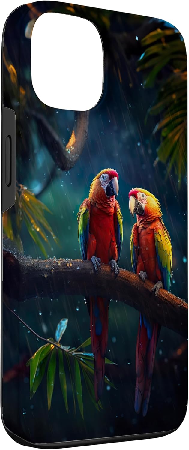Vibrant Parrots in Rainforest Case for iPhone 13