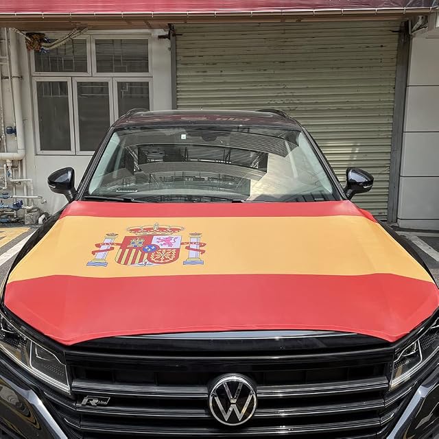 Car Flag Hood Cover for Spain National Flag - 2026 FIFA World Cup Vehicles Decorate Accessories Fits Coupe, Saloon, SUV, MPV, 4 Ft x 5 Ft (ES)