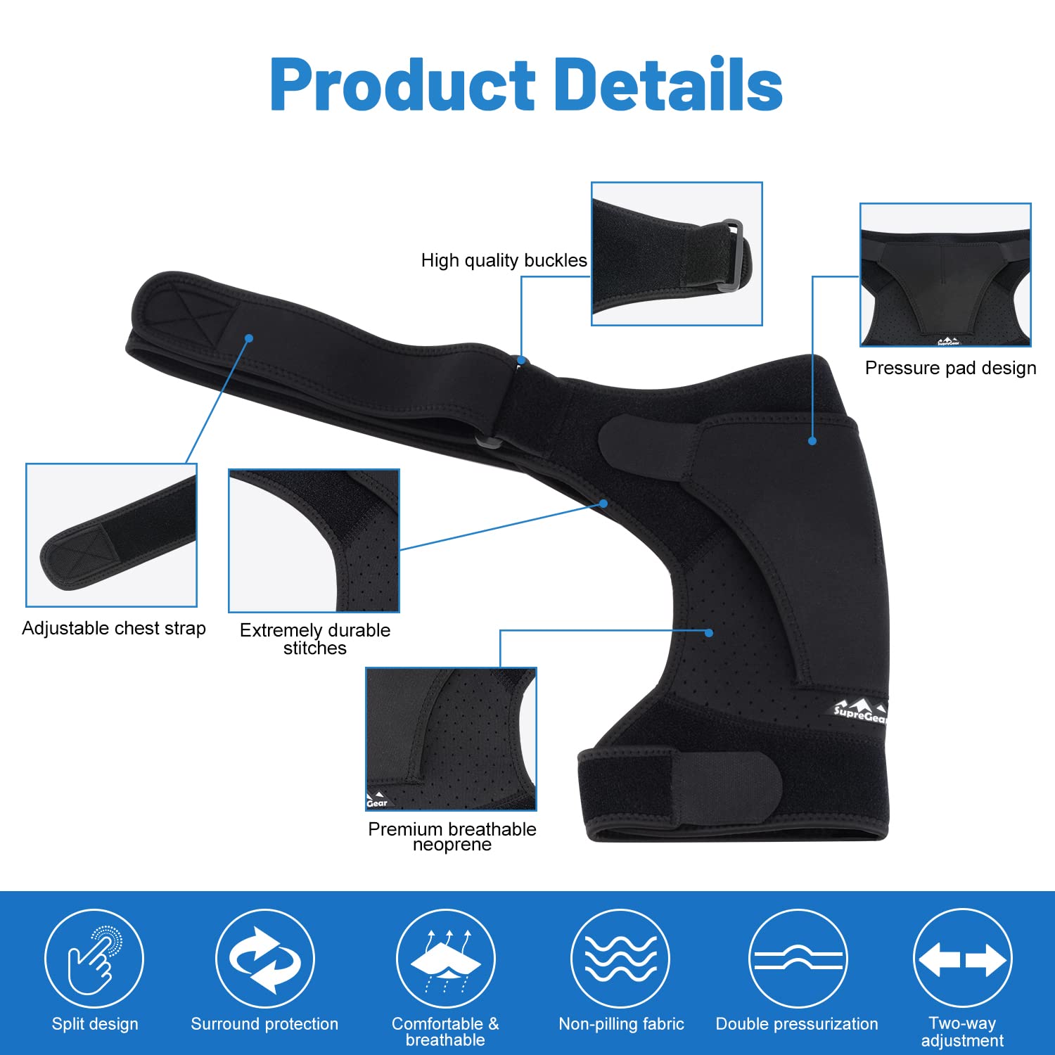Buy supregear Shoulder Brace, Adjustable Shoulder Support Compression