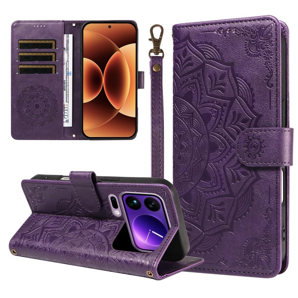 Funda Xiaomi 17 morada anticaídas que guarda tarjetas y billetes 7