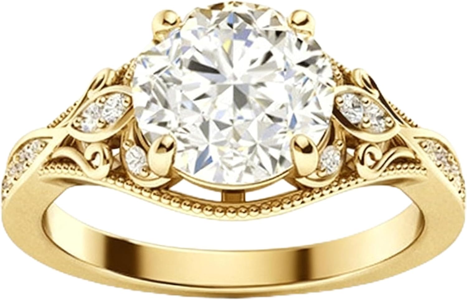 IGI CERTIFIED Vintage Diamond Ring Silver or 10K/14K/18K Gold Lab Grown 1-3 CT Diamond Engagement Ring Personalized Round Diamond Ring for Women